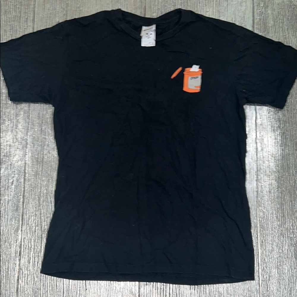 Ripndip Black and Orange Kitten & Pill Bottle Short Sleeve Tee